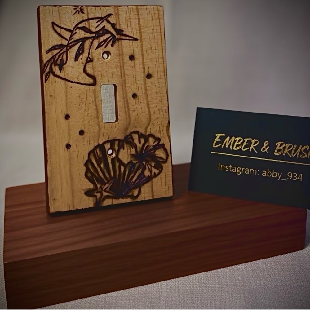 Wooden Light Switch Cover with Artistic Design